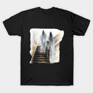 Spooky Ghosts On Staircase T-Shirt